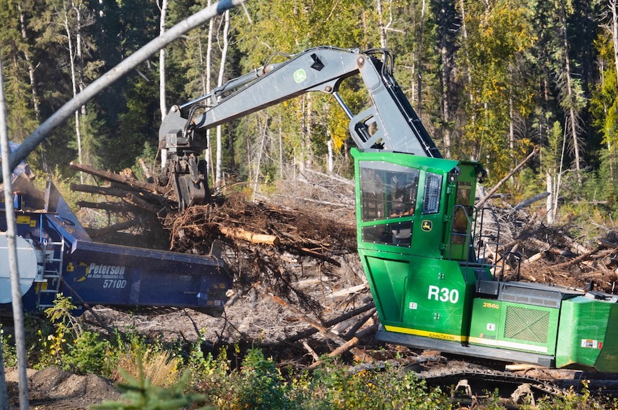 a machine in the forest collecting slash