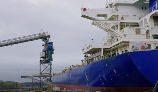 Ship being loaded with pellets